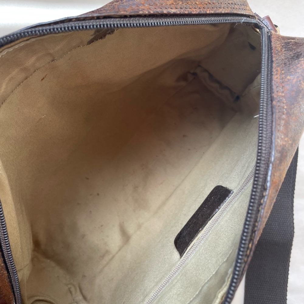 Gucci Vintage Purse 80s Supreme Monogram GG Crossbody Bag Brown Red Green - Picture 3 of 16